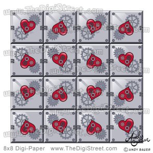 Digi Papers Hearts & Gears